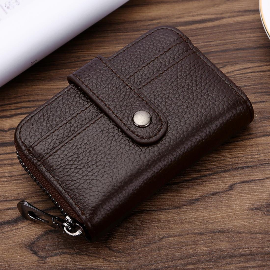 Genuine leather card purse amazon small rfid womens wallet zip around coin wallet