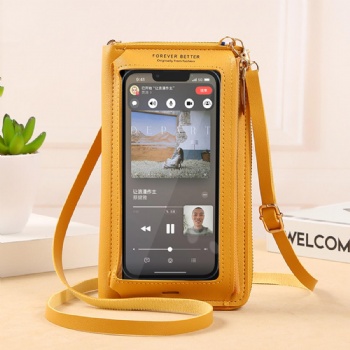 Crossbody lady wallets for android phones wholesale leather pouch women