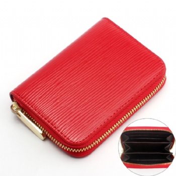 Metal zip around coin purse new design best pu leather wallet red women pouch